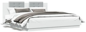3209891 vidaXL Cadru de pat cu tăblie 200x200 cm, alb, lemn prelucrat