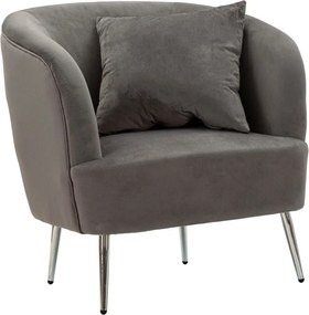 Fotoliu gri cu tapițerie din catifea Silvery – Mauro Ferretti