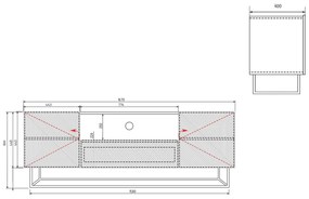 Comodă TV Asha 167 cm pe bază de metal - negru mat