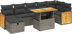 vidaXL Set canapele de grădină cu perne, 8 piese, gri, poliratan
