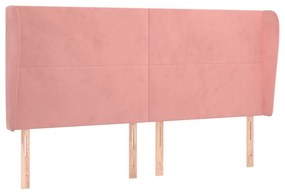 3117747 vidaXL Tăblie de pat cu aripioare, roz, 203x23x118/128 cm, catifea