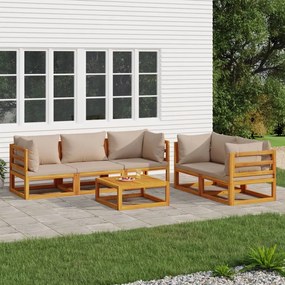 3155255 vidaXL Set mobilier de grădină cu perne gri taupe, 6 piese, lemn masiv
