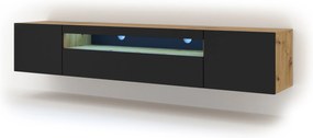 Masă TV/Dulap Aurora 200 (Stejar artisan + Negru mat). 1057703