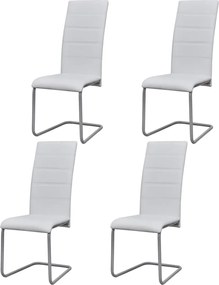 vidaXL Scaune de bucătărie consolă, 4 buc., alb, piele ecologică