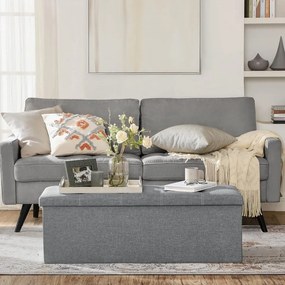 Bancheta versatila cu capac, MDF / textil, gri deschis, Songmics