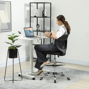 Vinsetto Scaun de birou ergonomic din plasă, scaun de desen, înălțime și suport pentru picioare reglabile, 59 x 59 x 106-126 cm, negru | Aosom Romania