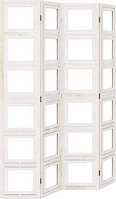 vidaXL Paravan cameră 4 panouri, alb, lemn masiv paulownia