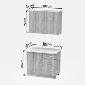 Set mobila bucatarie Festa Pako World Antracit 100x60x85 cm
