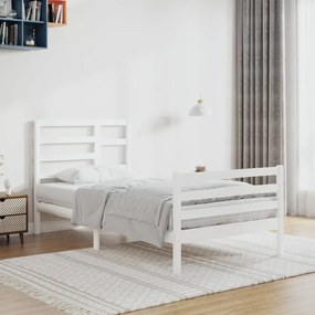 3105851 vidaXL Cadru de pat, alb, 100x200 cm, lemn masiv