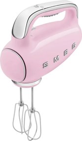 Mixer manual SMEG 50's Style HMF01PKEU, 250 W, 9 viteze, Functie Turbo, Afisaj LED, Timer, Accesorii, Roz