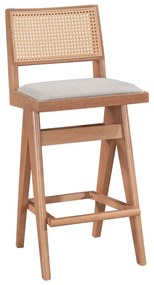 Scaun Bar Wilmor Lemn De Cauciuc Finisaj Nuc, Tapiterie Textila Gri