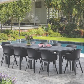 Masă dublă de grădină Julie din plastic, grafit