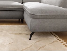 Colțar gri deschis cu tapițerie din chenille (cu colț pe partea dreaptă/în formă de ”L”) Marbeya – Ropez