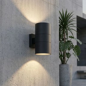Aplică modernă de perete pentru exterior neagră cu 2 lumini AR111 IP44 - Duo
