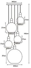 Lucide 34438/05/65 - Lustră pe cablu JULIUS 5xE27/25W/230V