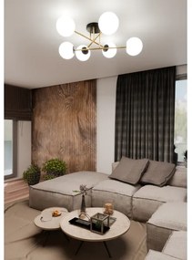 Lustră pe tijă MAGNUM 6xE14/10W/230V alb/auriu/negru