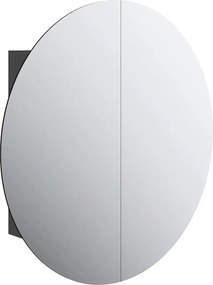 vidaXL Dulap de baie cu oglindă rotundă și LED, negru, 54x54x17,5 cm