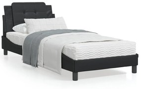 3214089 vidaXL Cadru de pat cu lumini LED, negru, 100x200 cm, piele ecologică