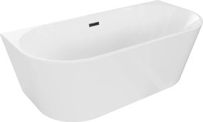 Mexen Oval cadă independentă pe perete 180 x 80 cm, albă, preaplin negru - 52671808000-70