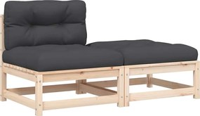 vidaXL Canapea de grădină fără cotiere, cu perne și taburet