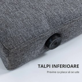 HOMCOM Testieră pentru Pat Matrimonial Trapuntată cu Butoane și 2 Agățători, Capăt de Pat Elegant, 160x7x120 cm, Gri | Aosom Romania