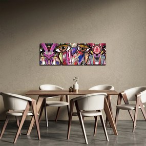 Tablou - Artă stradală - bufniță (cu ceas) (90x30 cm)