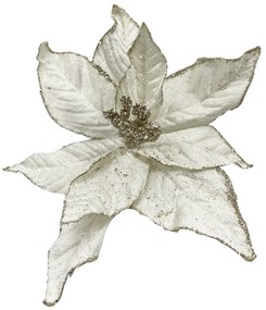Ornament brad Craciunita Chrissy 18cm, Alb perlat