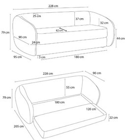 Canapea verde extensibilă cu tapițerie din chenille 228 cm Neyo – Bobochic Paris