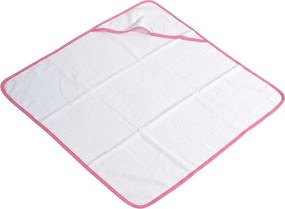 Prosop pentru copii cu gluga BABY 75x75 cm, alb/roz