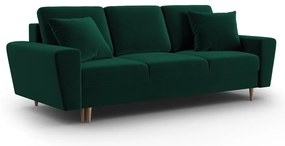 Canapea verde extensibilă, cu spațiu de depozitare cu tapițerie din catifea 235 cm Kyoto – Cosmopolitan Design