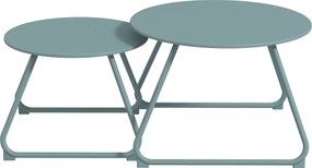 Outsunny Lot de 2 mese de cafea rotunde înglobabile de Grădină din metal epoxid, Masă de Apoiala Stabilă pentru exterior, Albastru | Aosom Romania