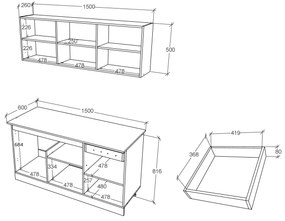 Bucatarie haaus Ronda, Antracit/Alb, L 150 cm
