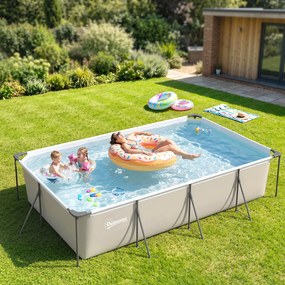 Outsunny Piscină Demontabilă Tubulară 394,5x208,3x80,5 cm 6075 L cu Cadru Metalic Plasture de Reparare fără Pompă de Filtrare Gri | Aosom Romania