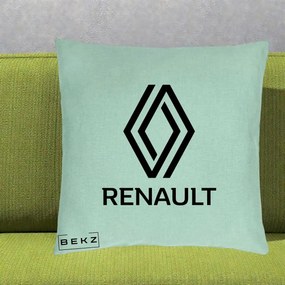 Perna Personalizata cu emblema Renault, 40x40 cm, Verde Menta, Husa Detasabila, Perna Inclusa, BEKZ®