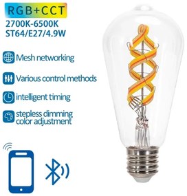 Bec LED RGBW Aigostar FILAMENT ST64 E27/4,9W/230V 2700K