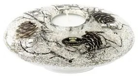 Suport lumanare Winter Story, Sticla, Multicolor, 11 cm