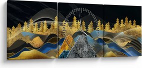 Tablou - Munții aurii (cu ceas) (90x30 cm)