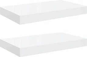 vidaXL Rafturi de perete, 2 buc., alb extralucios, 40x23x3,8 cm, MDF