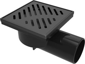 Set rigola pentru dus Inter Ceramic New Generation cu capac cu fante diagonale 10x10 cm finisaj negru mat