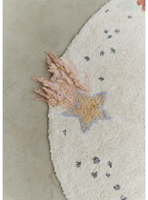 Covor de joacă pentru copii, crem, lavabil, țesut manual din bumbac ø140 cm Interstellar Journey – Lorena Canals