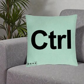Perna Personalizata Tasta Ctrl Tipografie Bold, 40x40 cm, Verde Menta, Husa Detasabila, Perna Inclusa, BEKZ®