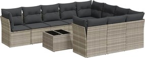 vidaXL Set canapele de grădină cu perne, 11 piese, gri, poliratan