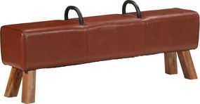 vidaXL Bancă Turnbock vintage cu mânere, piele naturală de capră