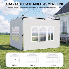 Outsunny Panouri Laterale pentru Foisor cu Fereastra pentru Foisor Pliabil de 3x3(m) sau 3x4m, 2 Bucati de Rezerva Laterale, Alb | Aosom Romania