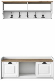 Cuier de perete cu dulap de pantofi Polo White and Walnut