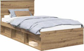 vidaXL Cadru de pat Stejar artizanal 100 x 200 cm Lemn de pin masiv