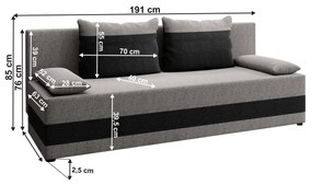 Canapea extensibilă, gri / gri închis, PREMIUM