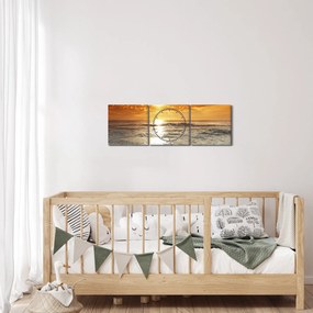 Tablou cu apus de soare din Corsica (cu ceas) (90x30 cm)