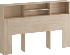 HOMCOM Tăblie independentă cu spații de depozitare, accesoriu de pat 4 compartimente deschise, 160 x 20,2 x 108,2 cm, lemn natural | Aosom Romania