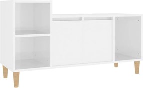 vidaXL Comodă TV, alb extralucios, 100x35x55 cm, lemn prelucrat